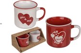 Valentijnsdag tip - 2 stuks - mok - beker - love - heart - hart - duo - you & me - liefde - giftbox