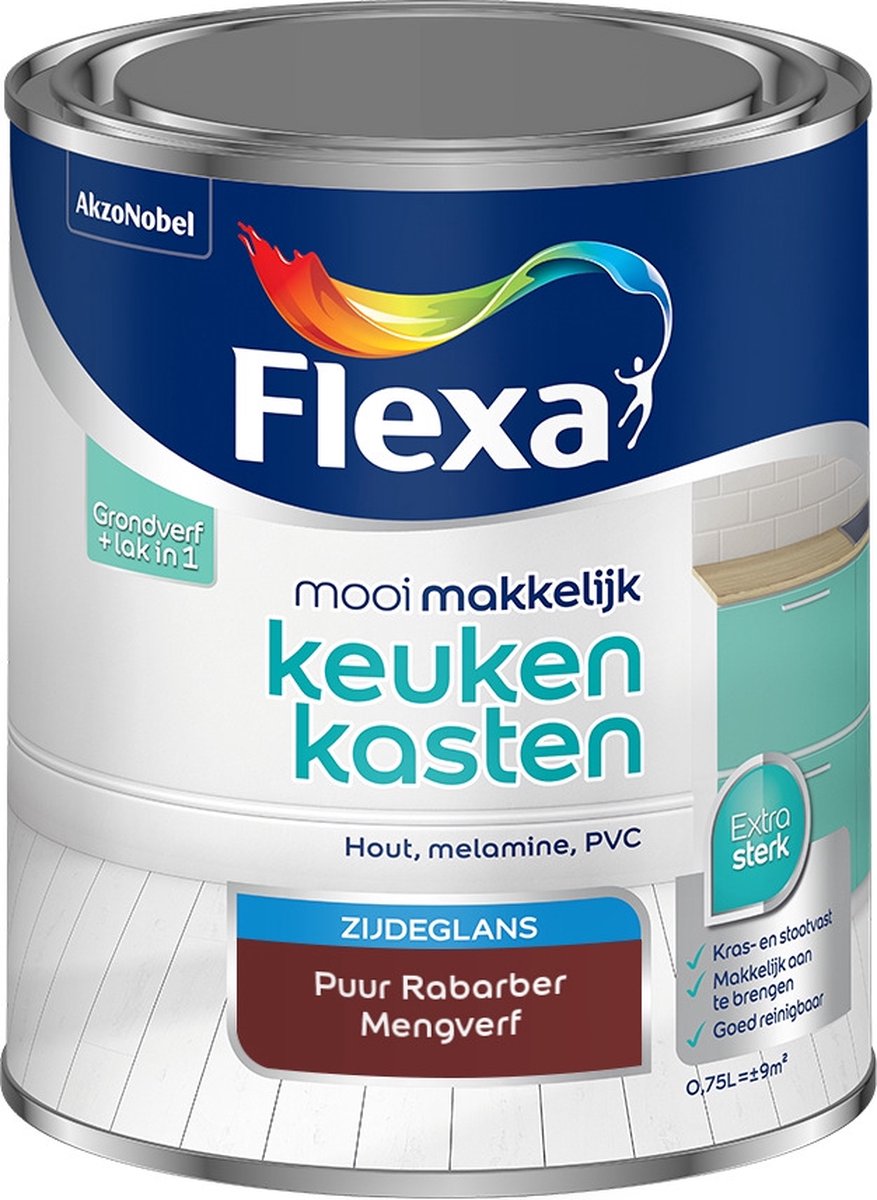Flexa Mooi Makkelijk Verf - Keukenkasten - Mengkleur - Puur Rabarber - 750 ml