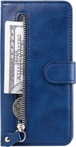 Portemonnee blauw wallet book-case rits hoesje Motorola Moto E20 / E30 / E40