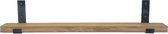 GoudmetHout Massief Eiken Wandplank - 160x10 cm - Industriële Plankdragers L-vorm Up - Staal - Zonder Coating - Wandplank hout
