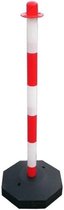 2 Stuks Kunststof paal voor ketting Rood - Wit | 90 cm hoog - kunststof voet | Bevestigen afzetlinten - Kettingen - Tape - Kettingpaal - Afzetpaal | Barrière - Afzetting | Veilighe