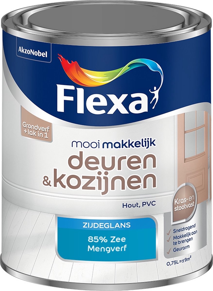 Flexa Mooi Makkelijk Verf - Deuren en Kozijnen - Mengkleur - 85% Zee - 750 ml