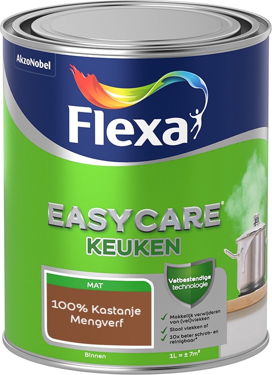 Flexa Easycare Muurverf - Keuken - Mat - Mengkleur - 100% Kastanje - 1 liter