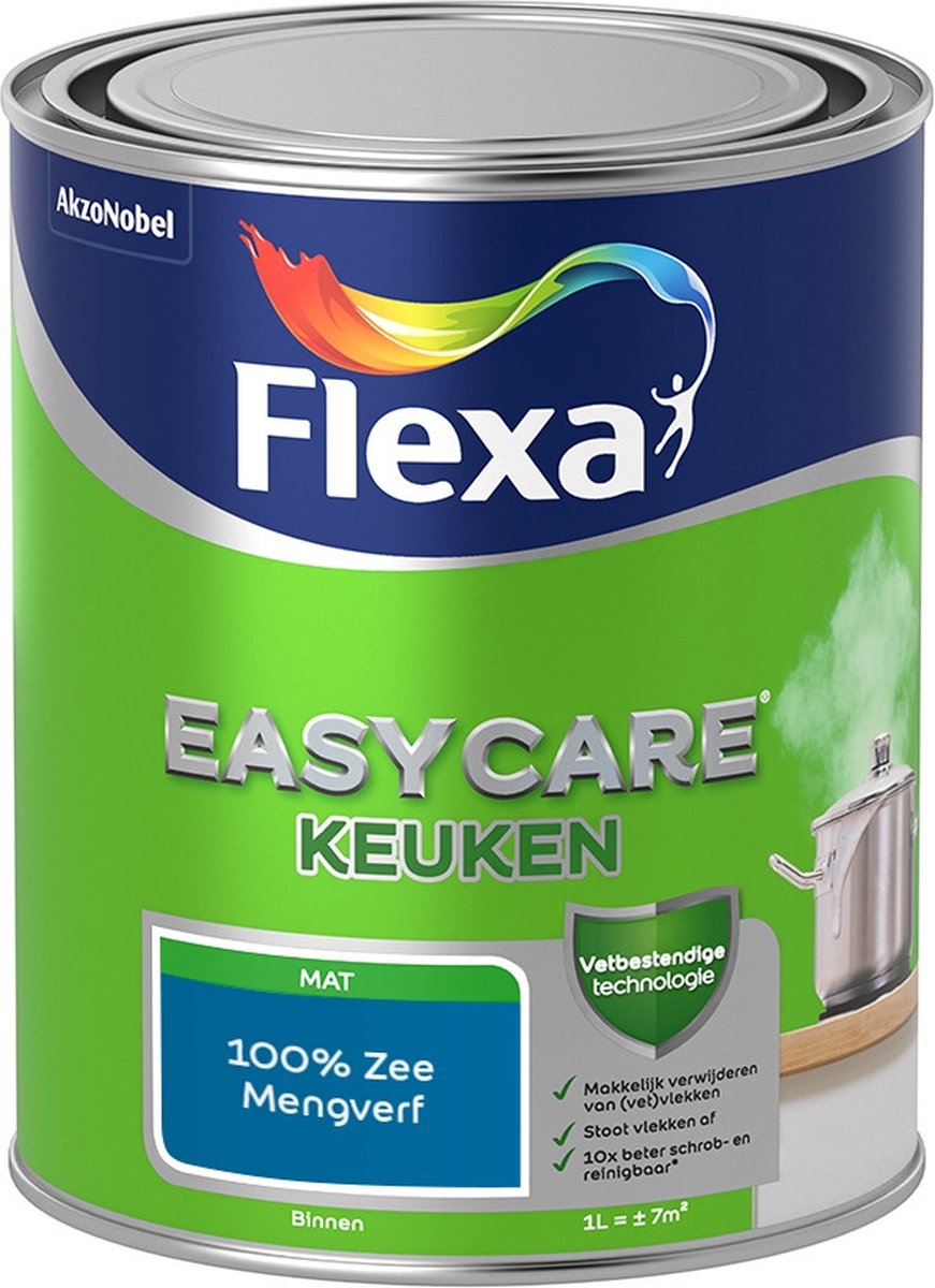 Flexa Easycare Muurverf - Keuken - Mat - Mengkleur - 100% Zee - 1 liter