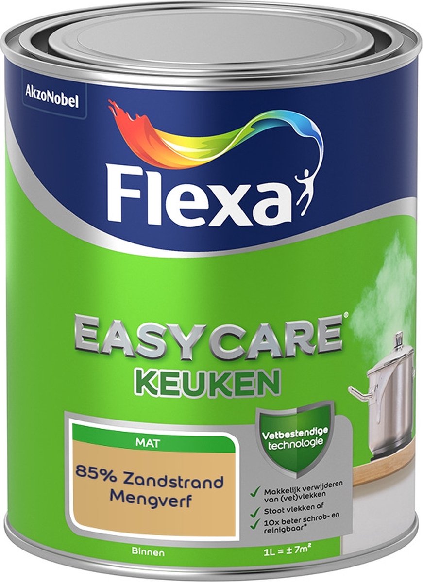 Flexa Easycare Muurverf - Keuken - Mat - Mengkleur - 85% Zandstrand - 1 liter