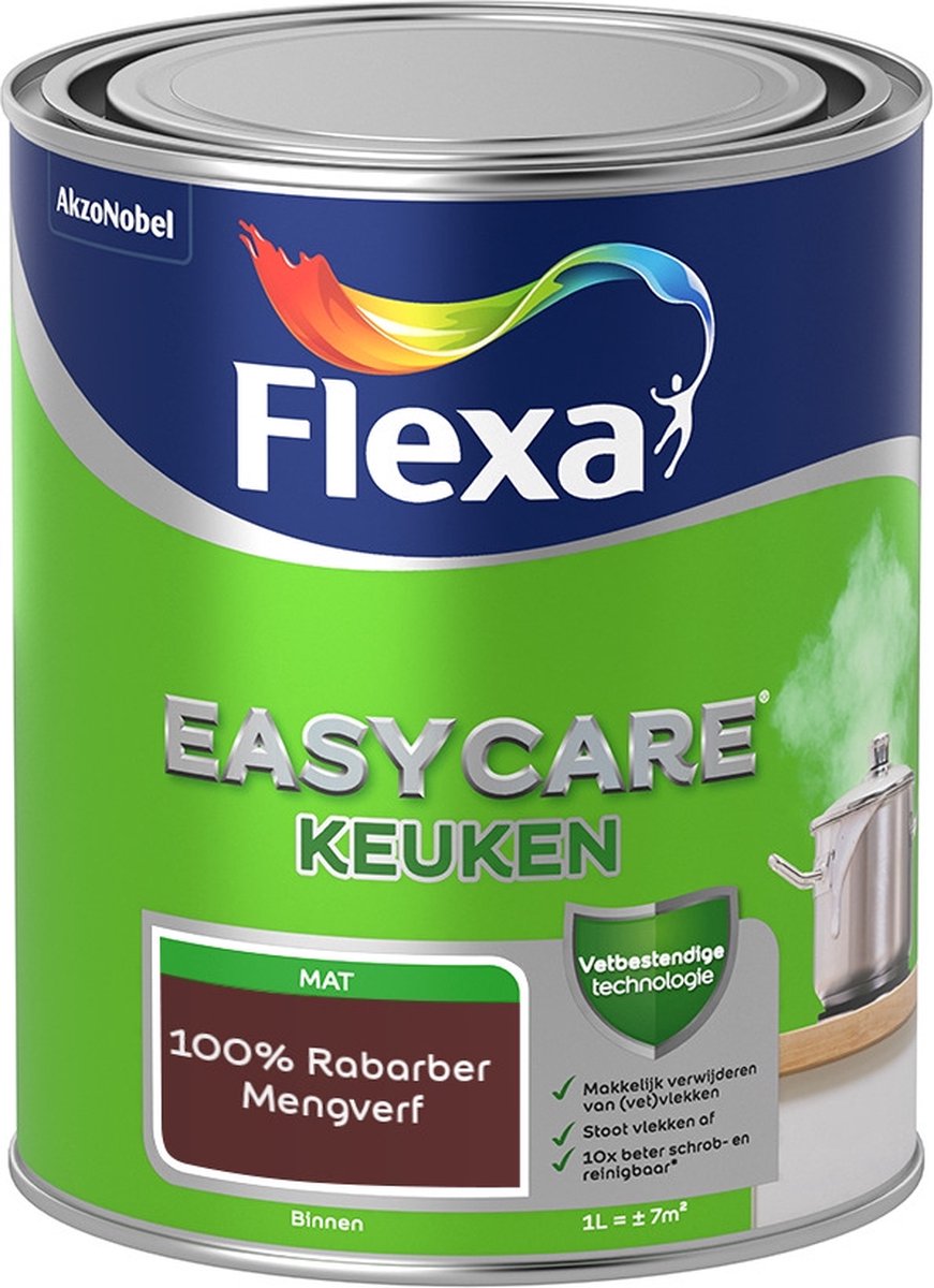 Flexa Easycare Muurverf - Keuken - Mat - Mengkleur - 100% Rabarber - 1 liter