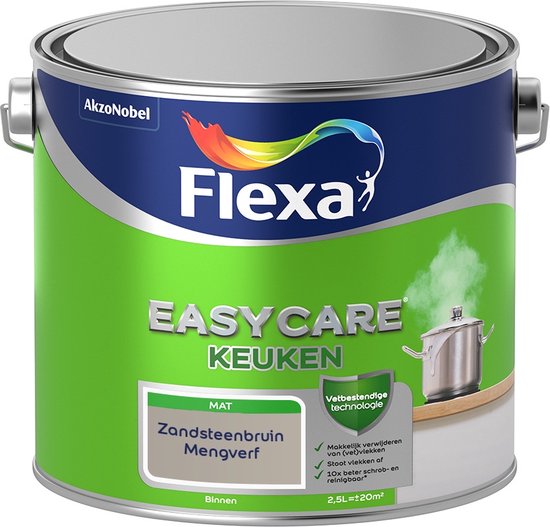 Foto: Flexa easycare muurverf keuken mat mengkleur zandsteenbruin 2 5 liter