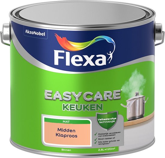 Afbeelding van Flexa Easycare Muurverf - Keuken - Mat - Mengkleur - Midden Klaproos - 2,5 liter
