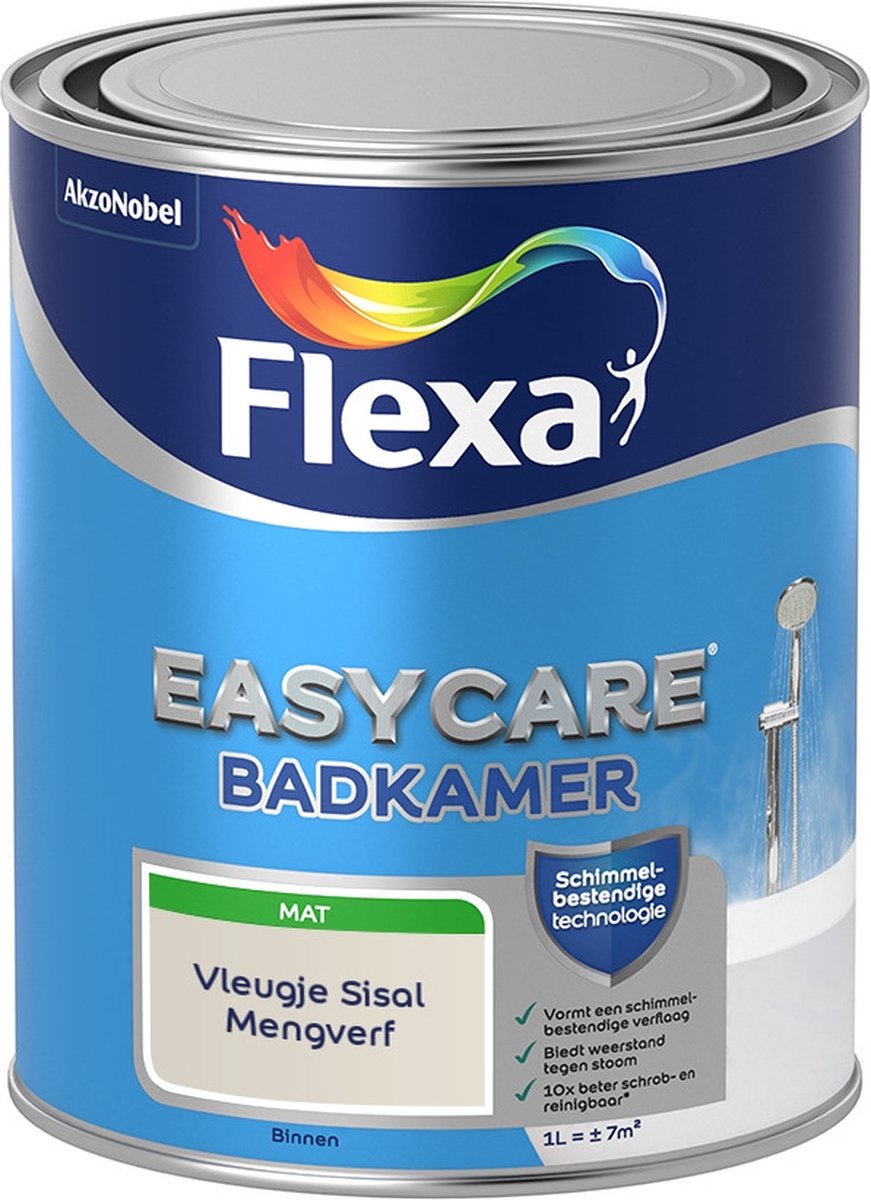 Flexa Easycare Muurverf - Badkamer - Mat - Mengkleur - Vleugje Sisal - 1 liter