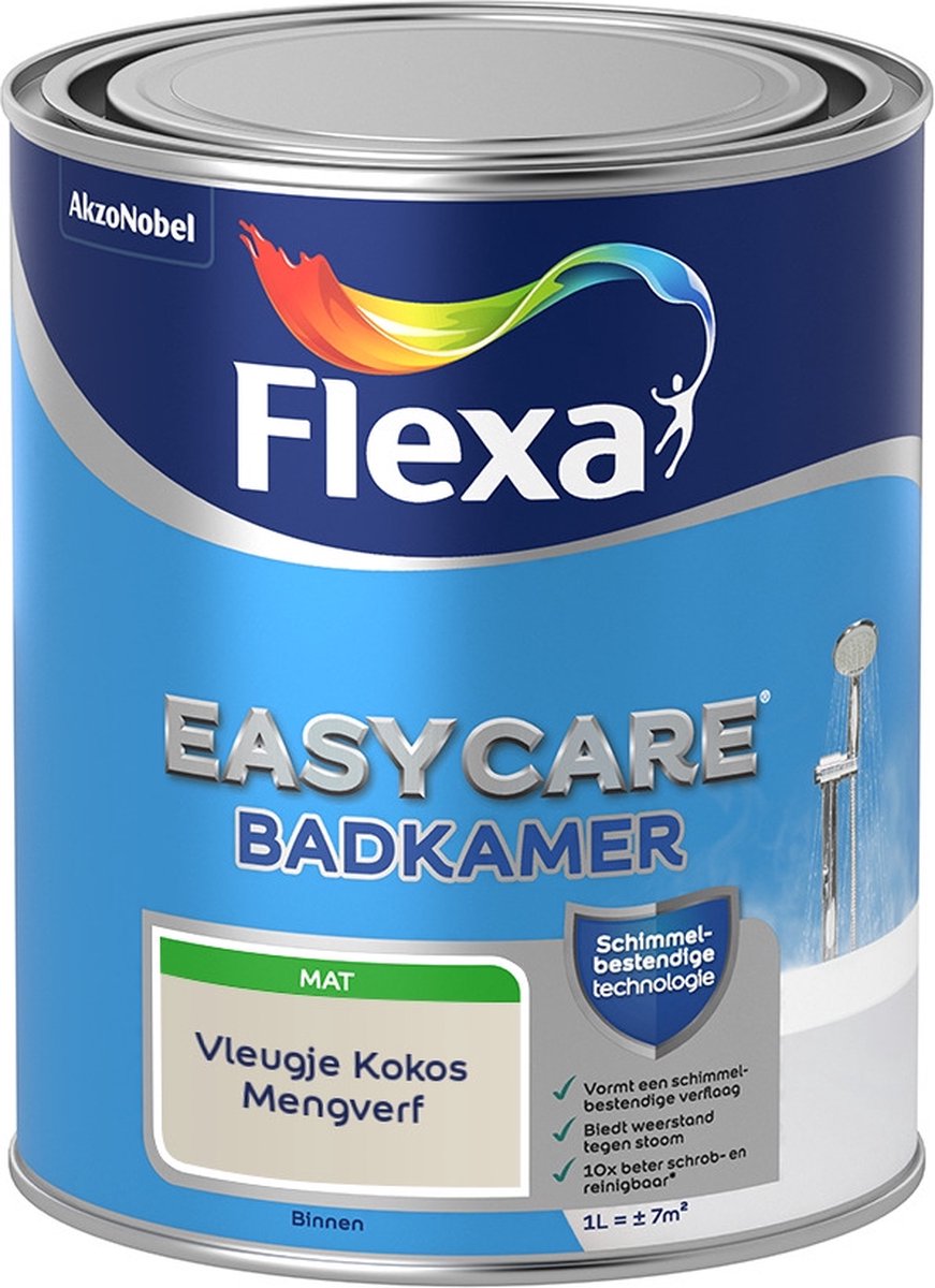 Flexa Easycare Muurverf - Badkamer - Mat - Mengkleur - Vleugje Kokos - 1 liter