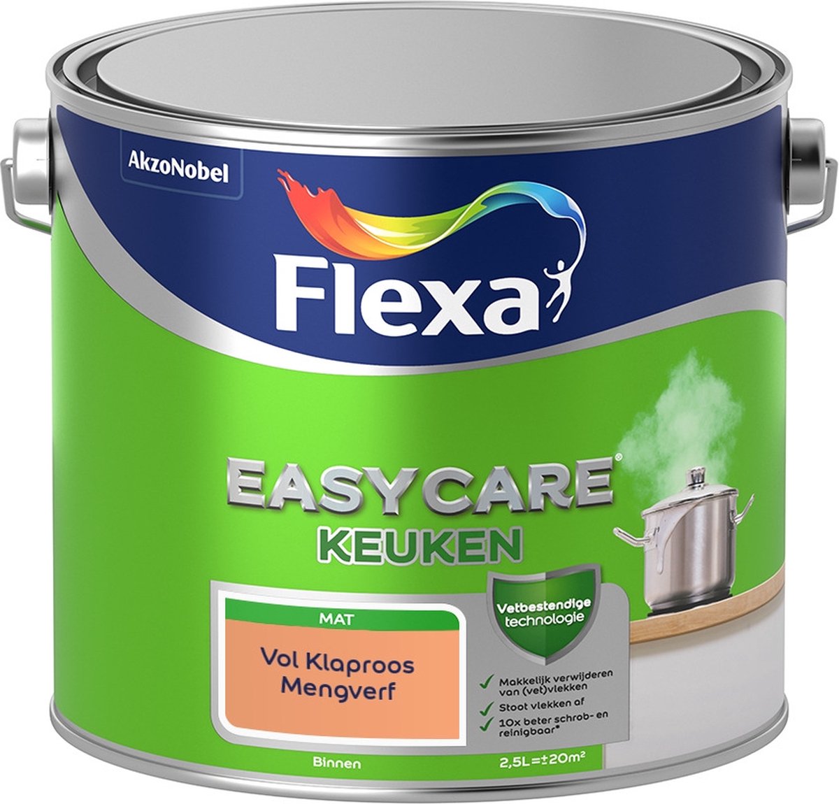 Flexa Easycare Muurverf - Keuken - Mat - Mengkleur - Vol Klaproos - 2,5 liter