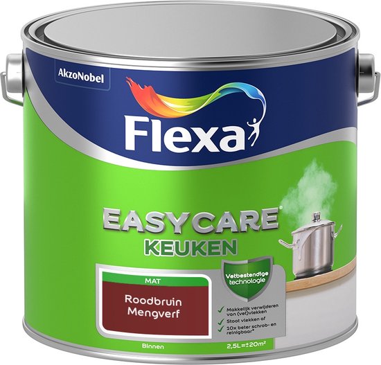 Foto: Flexa easycare muurverf keuken mat mengkleur roodbruin 2 5 liter