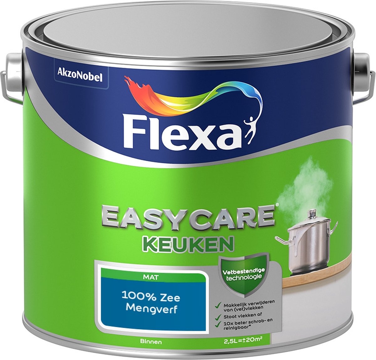 Flexa Easycare Muurverf - Keuken - Mat - Mengkleur - 100% Zee - 2,5 liter