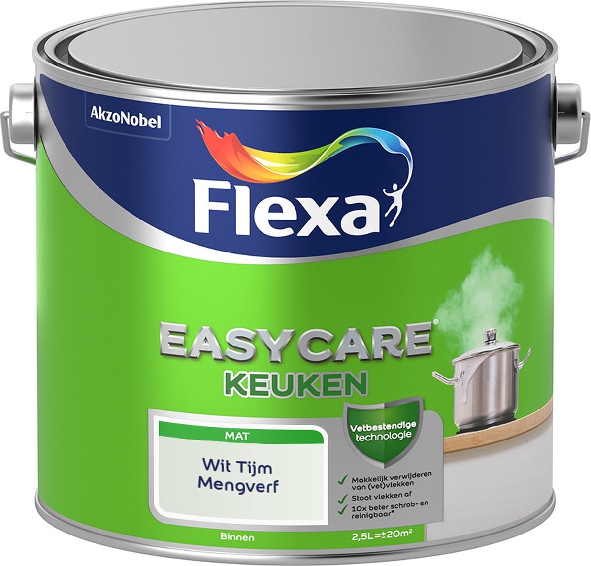 Flexa Easycare Muurverf - Keuken - Mat - Mengkleur - Wit Tijm - 2,5 liter