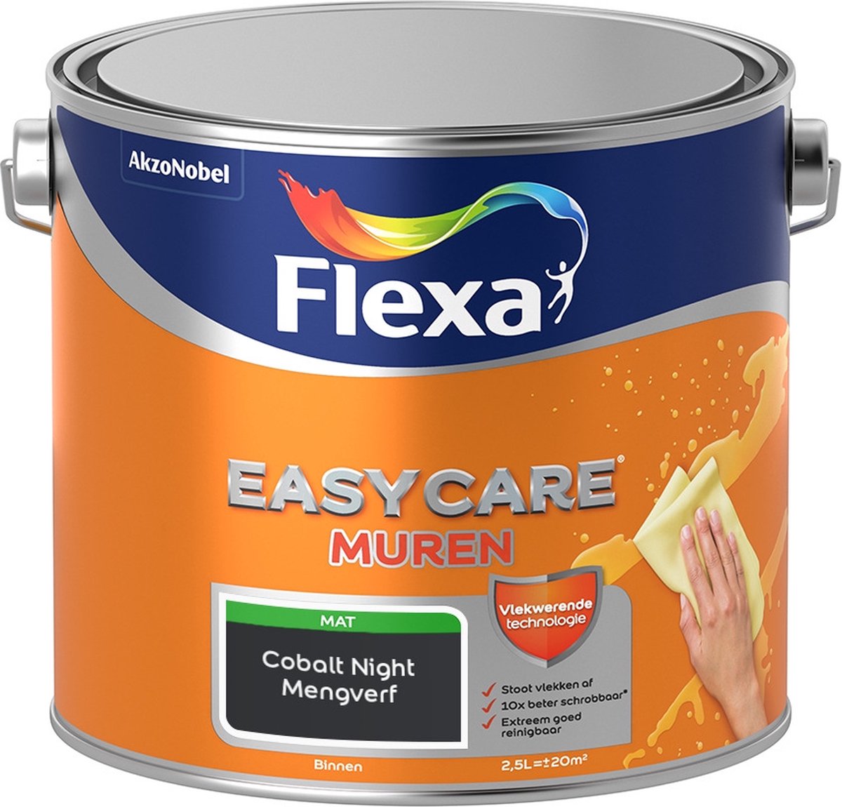 Flexa Easycare Muurverf - Mat - Mengkleur - Cobalt Night - 2,5 liter