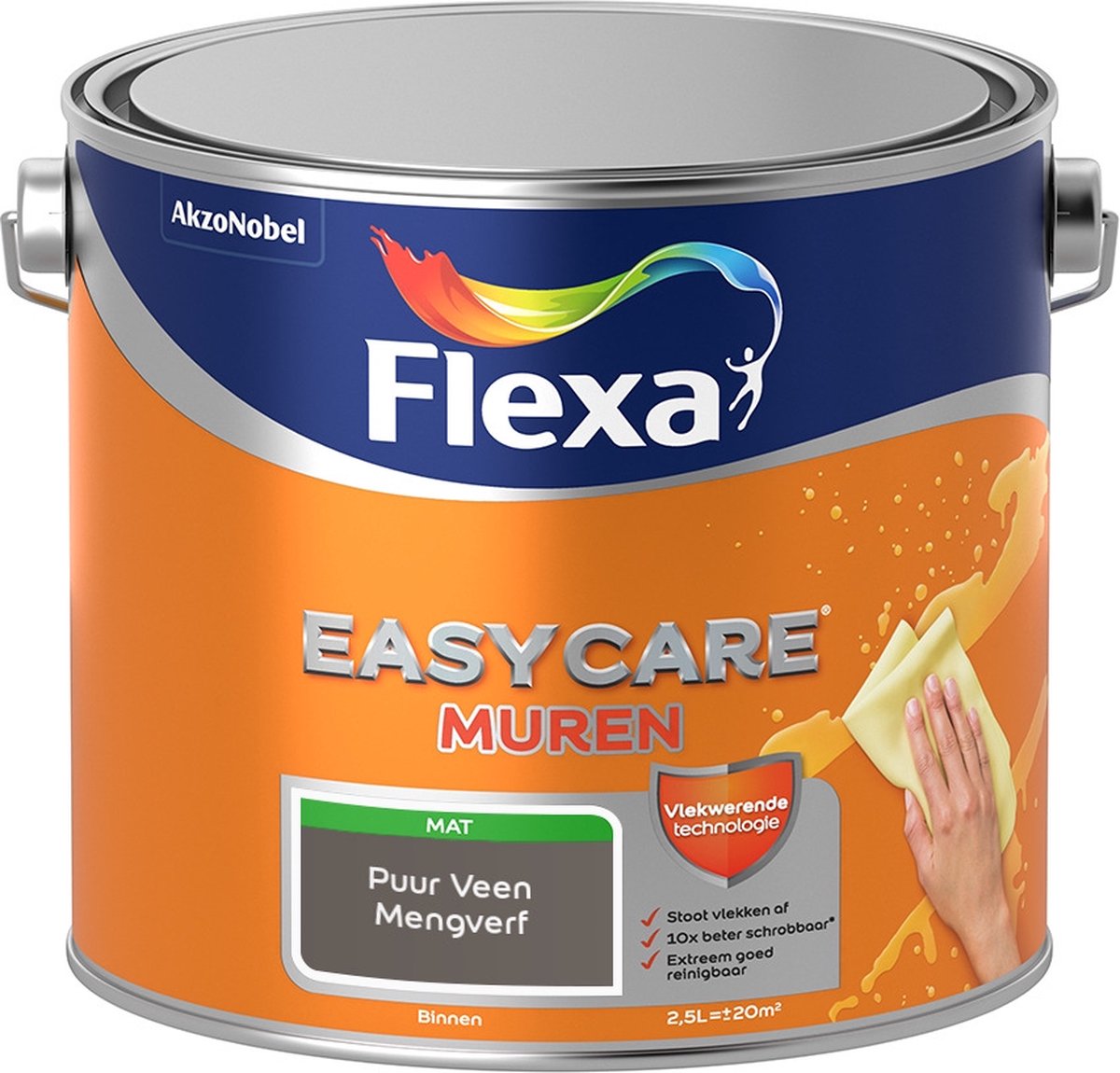 Flexa Easycare Muurverf - Mat - Mengkleur - Puur Veen - 2,5 liter