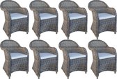 Rotan Stoel Kubu Grey met wit Kussen - set van 8 stoelen