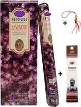 2 Kokers - Wierook - Wierookstokjes - Wierooksticks - Incense sticks - Lavendel - Lavender - 40 stokjes + 5 mini wierookstokjes + Gelukspoppetje