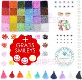 Mega Kralen box 2mm – Regenboog 24 kleuren – 2mm Rocailles - 20.000 kralen + veel extra artikelen – Zelf sieraden maken voor kinderen en volwassenen – DIY