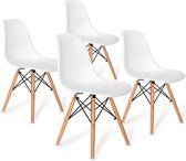 Kamyra® Set van 4 Kuipstoelen - Kuipstoel, Kuipzetel, Eetkamerstoel - Comfortabel, Stijlvol & Duurzaam - Hout & Kunststof - Wit