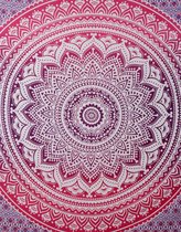 XL groot strandlaken - Dun textiel - 100% katoen - paars - Mandala - Lindian style