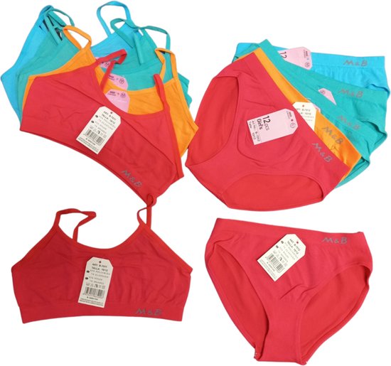 Meisjes ondergoed set bh top met slip felle kleuren 6 sets -s&C-2/4-Ondergoed  sets | bol.com
