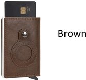 KJProducts Pasjeshouder - Portemonnee - kaarthouder - Aluminium - Unisex - RFID en NFC beveiligd - Geschikt voor Apple airtag - Bruin - Pasjeshouder met airtag houder/vakje