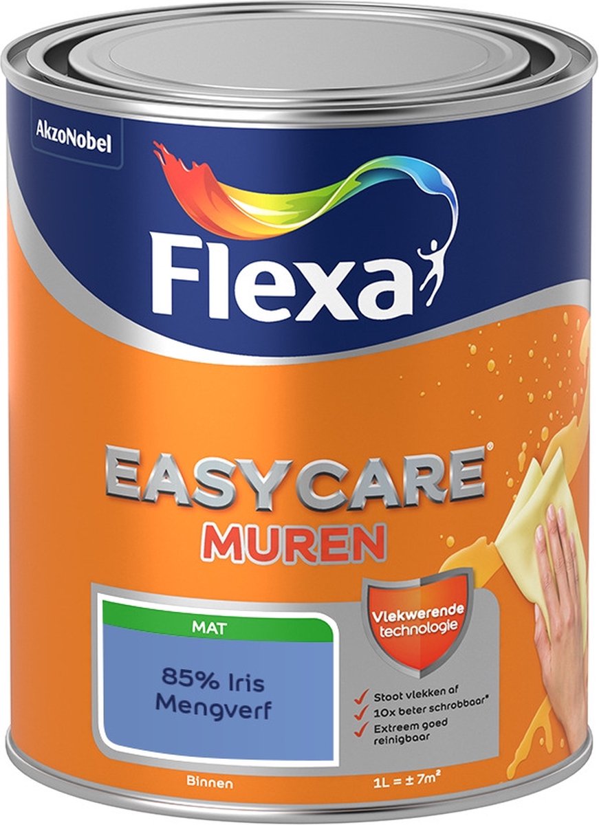 Flexa Easycare Muurverf - Mat - Mengkleur - 85% Iris - 1 liter