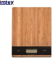 IMTEX Keukenweegschaal Bamboe - Digitale Precisie Weegschaal tot 5000 Gram - Bruin