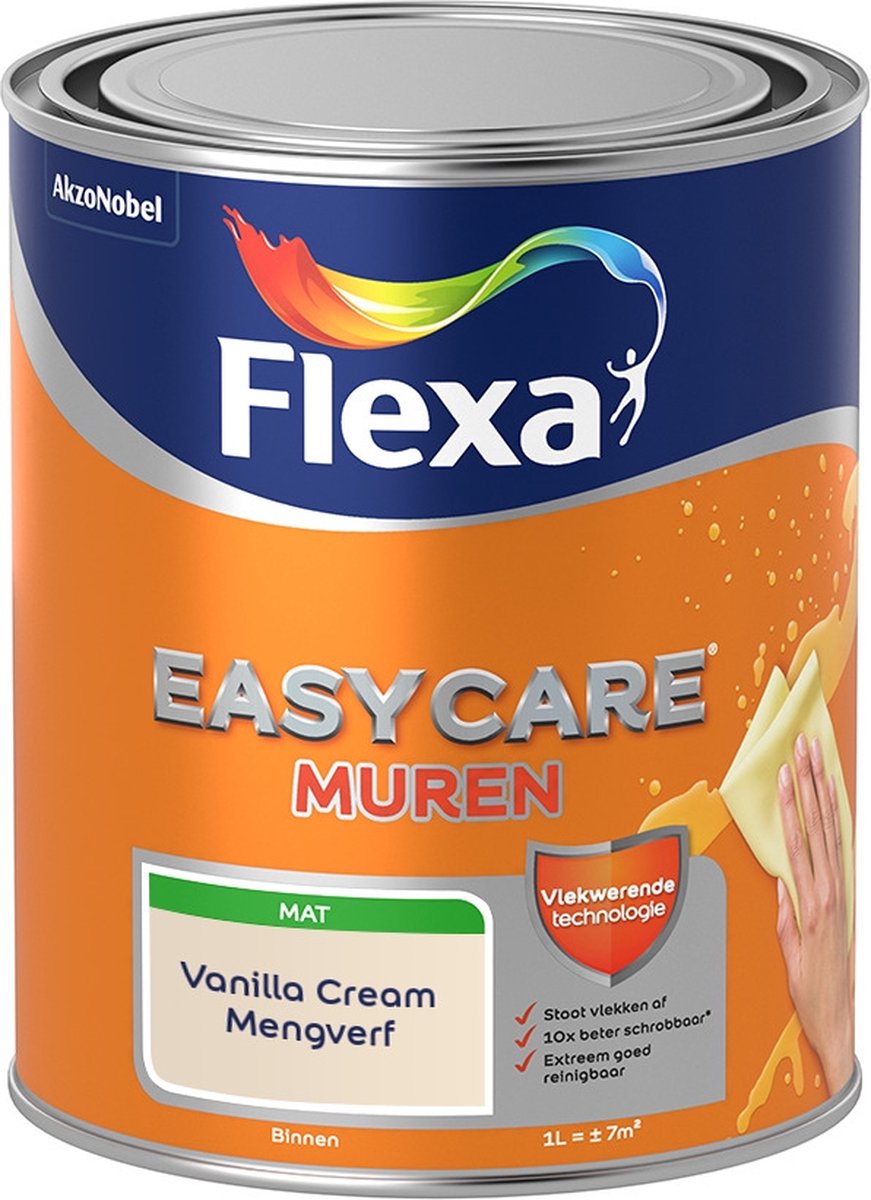 Flexa Easycare Muurverf - Mat - Mengkleur - Vanilla Cream - 1 liter