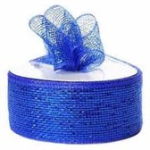 Deco mesh, glanzend multifunktioneel metallic lint blauw - lint - diy - knutselen - naaien - hobby