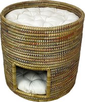 Kattenmand rond gekleurd FairTrade zeegras - 2 verdiepingen