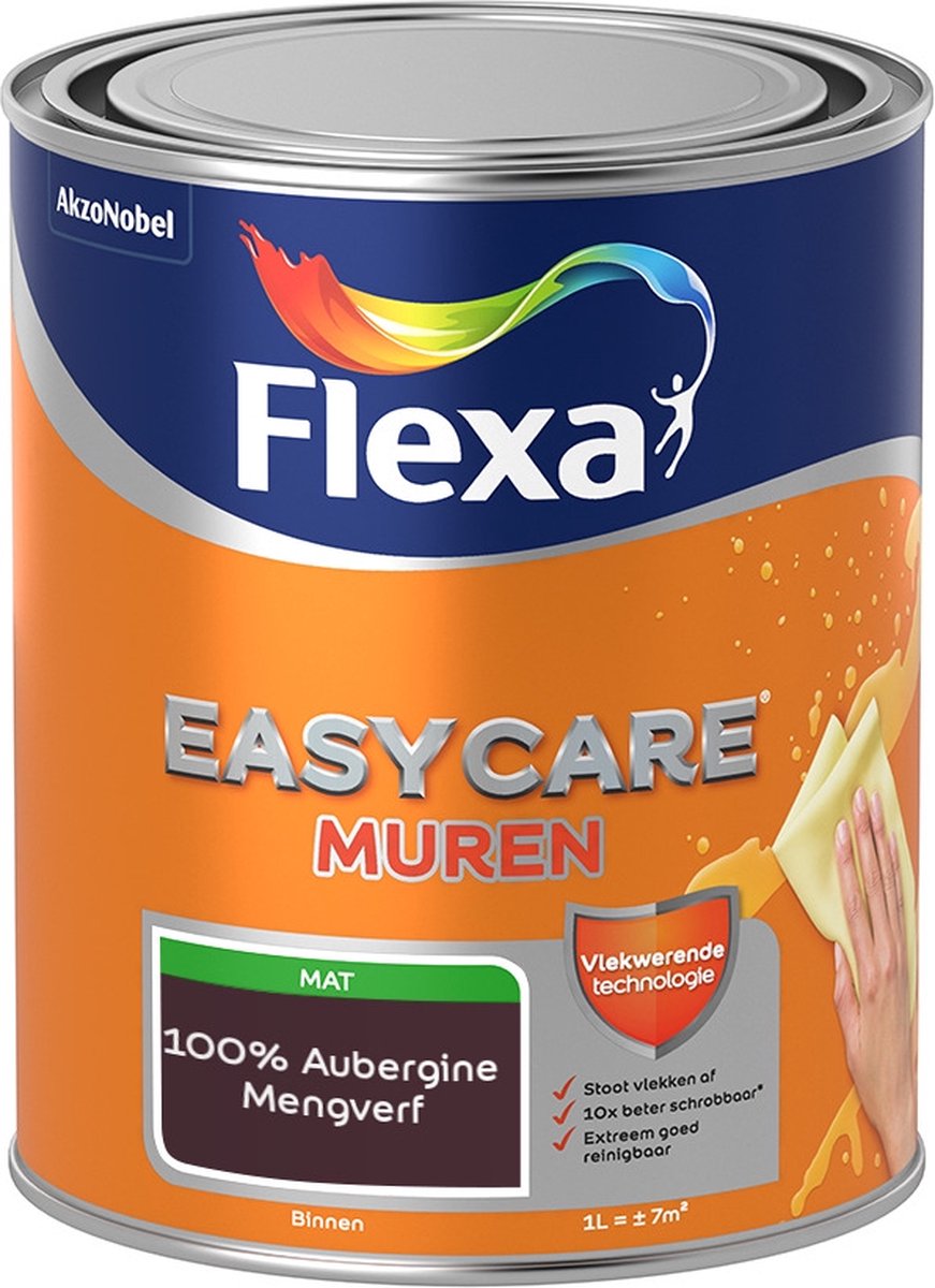 Flexa Easycare Muurverf - Mat - Mengkleur - 100% Aubergine - 1 liter