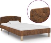 Decoways - Bedframe kunstsuède bruin 100x200 cm