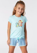 Woody pyjama meisjes - axolotl - blauw - 221-1-BST-S/822 - maat 140