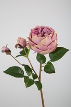 Kunstbloem - set van 2  -Roos - decoratieve tak - 56 cm - lavendel