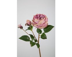 Kunstbloem - set van 2  -Roos - decoratieve tak - 56 cm - lavendel