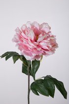 Kunstbloem - set van 2 - Pioenroos - decoratieve tak -  51 cm - roze