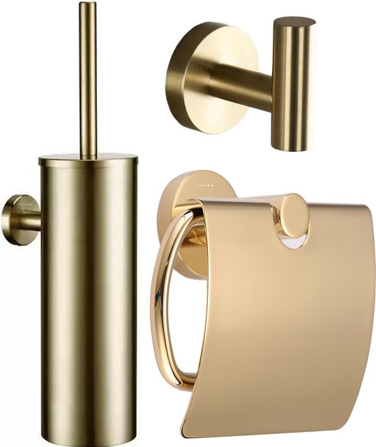 Toiletaccessoireset Goud 3-delig - Luxe Toilet Set - Toiletborstel met  Houder -... | bol.com