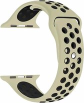 Rubberen sport bandje voor de Geschikt voor Apple Watch 42mm - 44mm M/L - Antique white Black 1|2|3|4|5|6|7