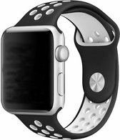 Rubberen sport bandje voor de Geschikt voor Apple Watch 42mm - 44mm S/M - Zwart Wit 1|2|3|4|5|6|7