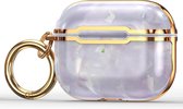 Case Cover geschikt voor Geschikt voor Apple Airpods 3 - Siliconen marmer patroon Paars - Goud