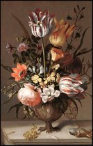 Maison de France - Hout Canvas schilderij met lijst - classic bloemen 12 - inlijsting - 118 × 180 cm