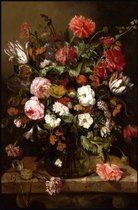 Maison de France - Hout Canvas schilderij met lijst - classic bloemen 3 - inlijsting - 118 × 180 cm