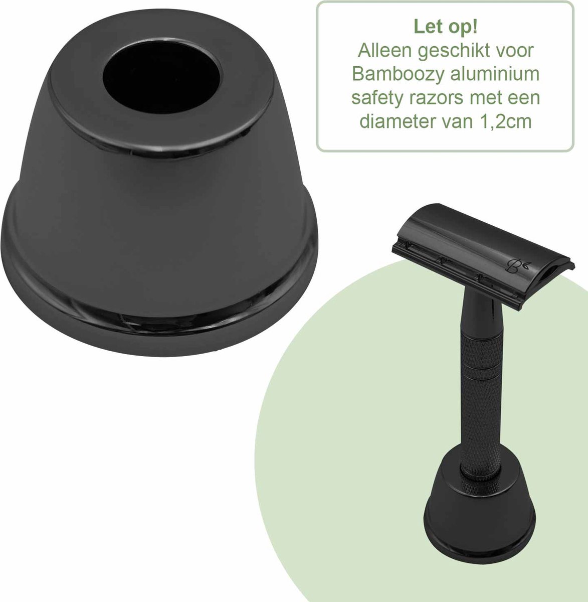 Losse Safety Razor Houder Aluminium Glossy Zwart Black - Alleen geschikt voor Bamboozy Aluminium Safety Razors