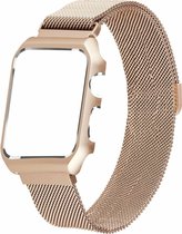 2 in 1 vervangend Geschikt voor Apple Watch Band Milanese Loop goud en cover roestvrij staal vervangende band voor geschikt voor Apple Watch met metalen behuizing voor Geschikt voo