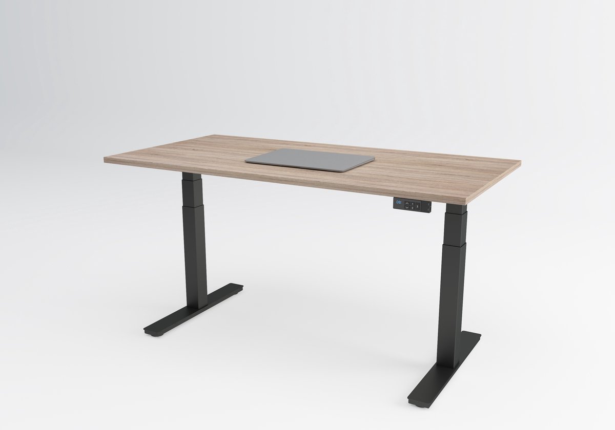 Tri-desk Advanced | Elektrisch zit-sta bureau | Zwart onderstel | Robson eiken blad | 120 x 80 cm