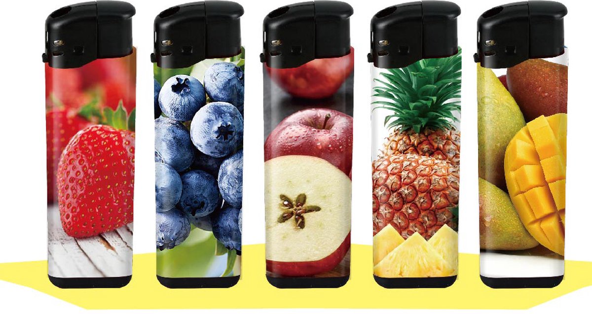Klik aanstekers 50 stuks in tray navulbaar electronic lighters- Vio deal (high quality) mix print