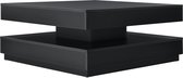 Salontafel - Met draaibaar tafelblad - Spaanplaat - Zwart - Afmeting (LxBxH) 76 x 76 x 38 cm