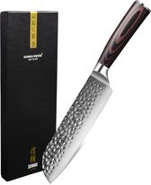 Shinrai Japan™ - Série en acier inoxydable martelé - Groot couteau santoku 18 cm - Couteau Santoku - Santoku - Couteau Damas - Couteaux japonais - Livré dans un coffret cadeau de luxe